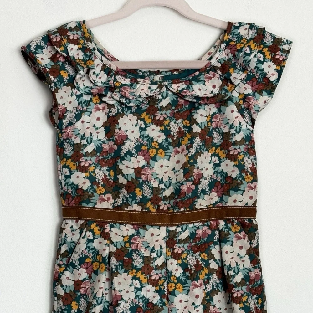Janie and Jack 4T Floral Print Cap Sleeve Ruffle Neck Pockets Multi Jumpsuit
